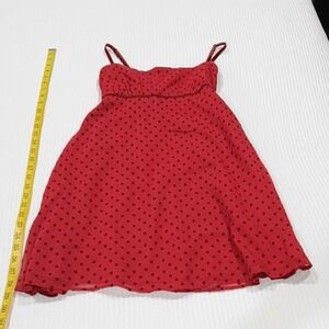 Hollister Red Polka Dot Babydoll Dress Velvet Straps Tie Empire Waist Small